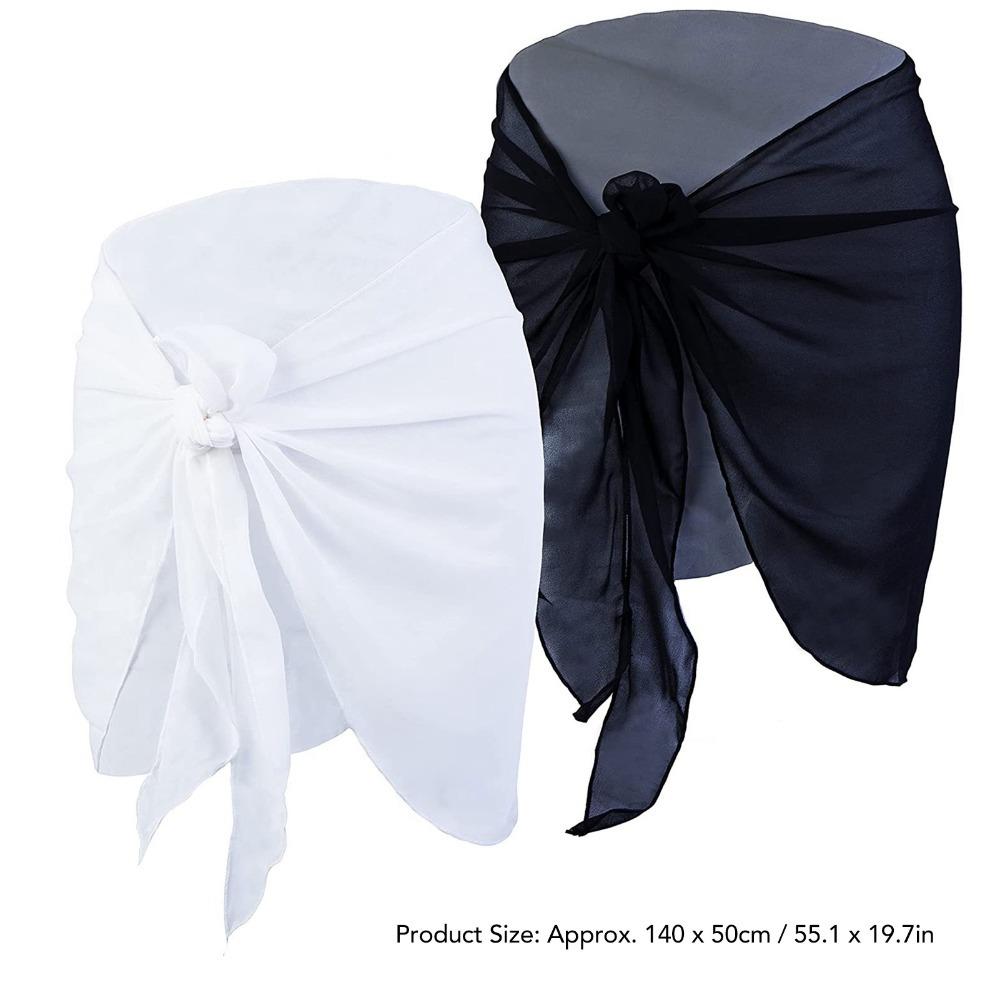 2PCS Soft Beach Sarongs Chiffon Beach Cover Up Skirt Elegant Sarong Wrap Skirt for Women