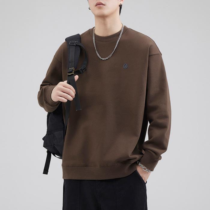 

Осенний круглый вырез свитера Тяжелый мужской свободный большой размер длинный рукав модная одежда повседневный пуловер топ модный бренд 4XL кофейный