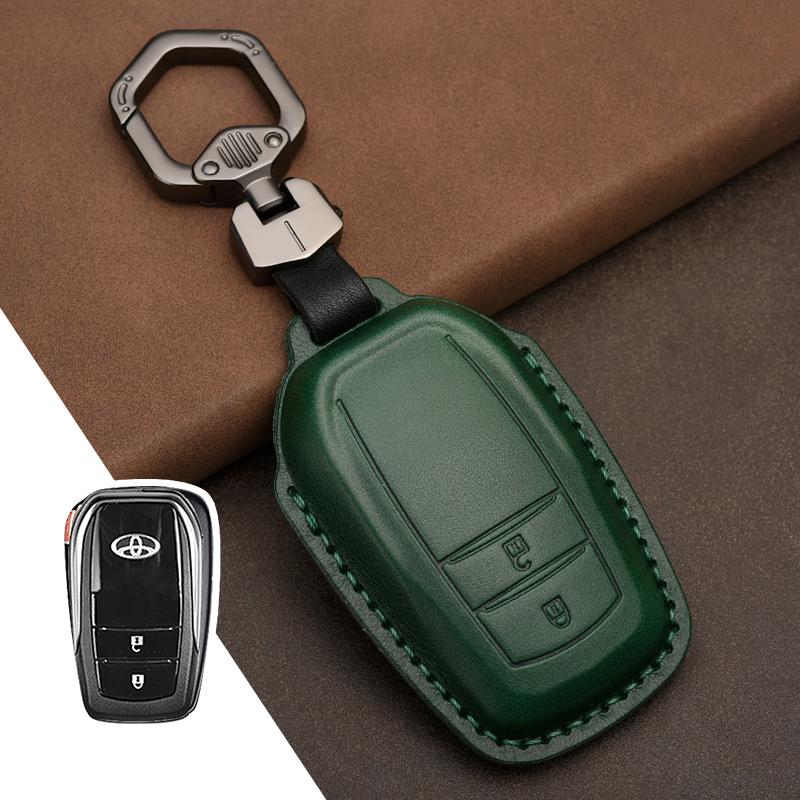Leather Key Case Cover Shell For Toyota Camry Corolla FJ Land Cruiser RAV4 Prius Sienna Prado CHR Avalon GT86 Protector Keychain
