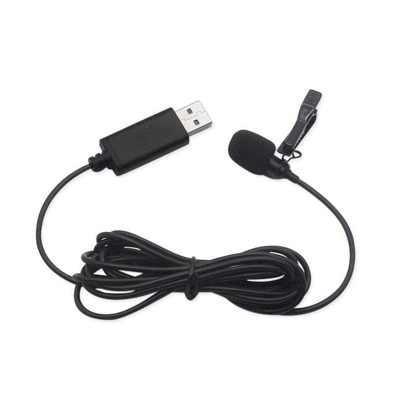 Portable USB Mini Microphone 2m Lapel Lavalier Mic Clip-on External Buttonhole Microphones for Laptop PC Computer Recording Chat