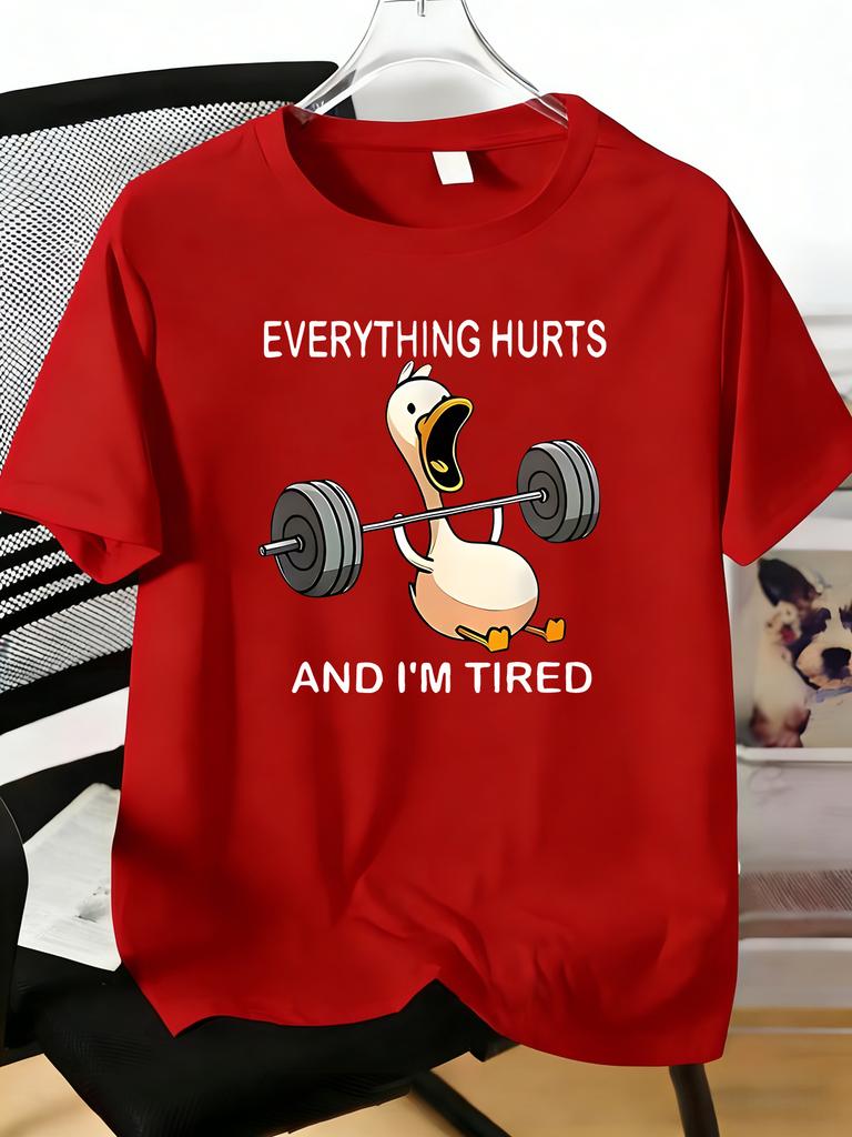 Unisexs Tee Weightlifting Duck Funny Slogan Print Cotton Short Sleeve Male Casual Streetwear Outdoor Daily Basic Fashion Top