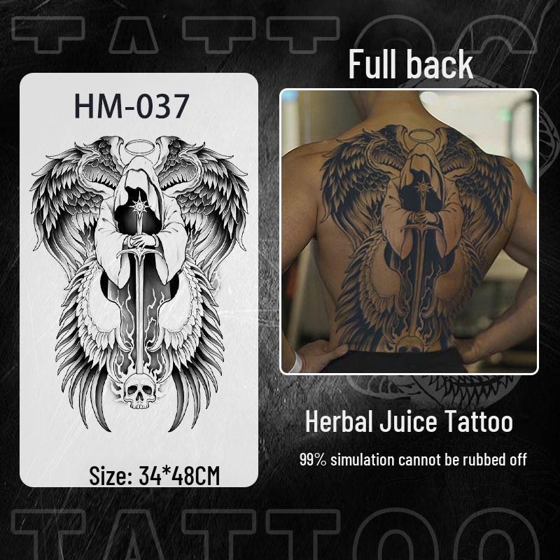 

Водонепроницаемые наклейки-татуировки на всю спину с изображением дракона и феникса: Полуперманентный, неотражающий дизайн для мужчин и женщин 34x48cm