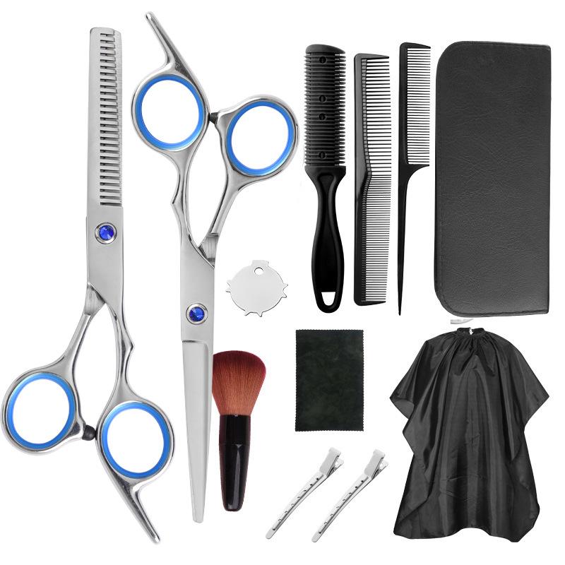 Blue Diamond Household Haircut Hairdressing Scissors Set Tool Tooth Scissors Thin Hair Cutting Scissors Hair Cutting