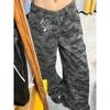 Tooling Camouflage High Waist New Jeans Women's Retro Autumn and Winter Design Loose Wide Legs Thin Floor Pants