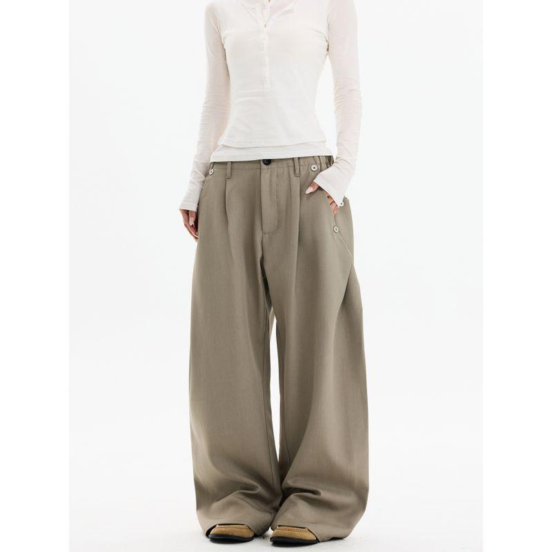 Kisko American-Style High-End Pleated Drape Casual Trousers for Men and Women, Cleanfit Loose Straight-Leg Scimitar Pants
