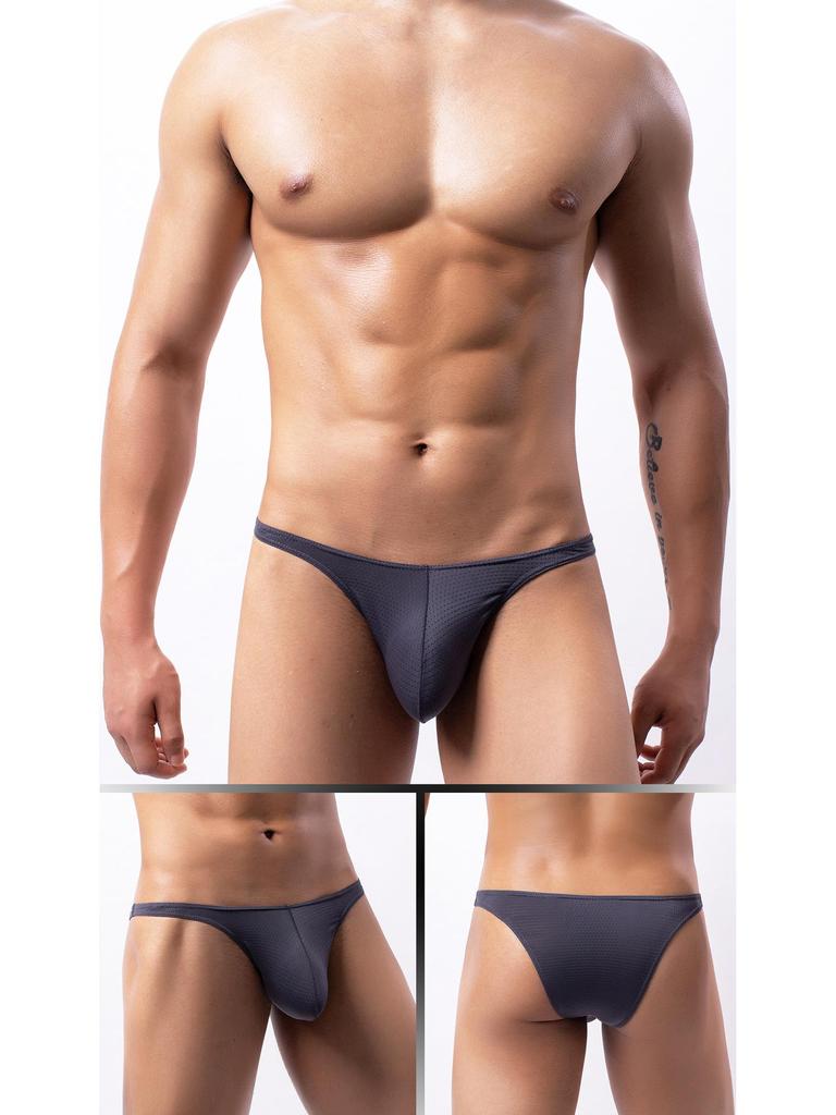 Men's Low-Waist Sexy Breathable Mesh Triangle Briefs Bikini E-091