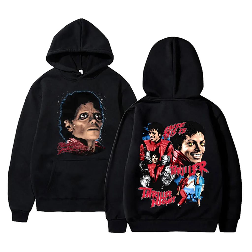 Felpa con cappuccio grafica Michajackson Re del Pop Uomo Donna Vintage Gotico Rock Felpa Uomo Hip Hop Punk Felpe con cappuccio oversize