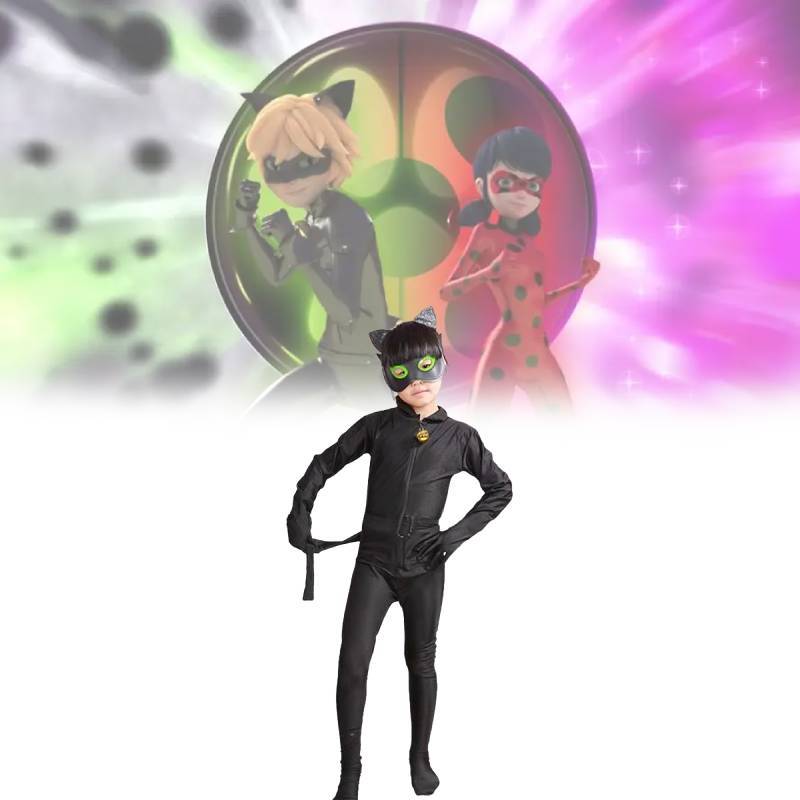 Miraculous Tales Of Ladybug Cat Noir Children Costume With Spandex For Anime Role Play