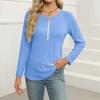 Women's   Fashion Casual Solid Color  Zipper V-Neck Long Sleeve Shirt Tops