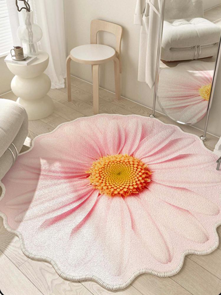 Französische Stil Wohnzimmer Dekoration Blumen Teppich Leichter Luxus Spiegel Bodenmatte Mädchenhafter Teppich für Schlafzimmer Zuhause Unregelmäßige Form Teppich