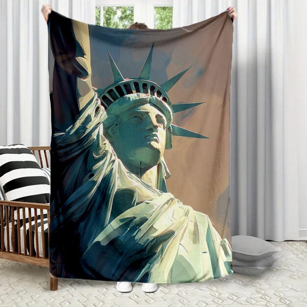 

Statue of Liberty design Flannel printed blanket suitable for all seasons suitable for living room office sofa and travel 75x100cm (30x40inch)