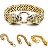 Bracciale Vikingo con Testa di Lupo in Acciaio Inossidabile con Catena a Maglia Franco Retro