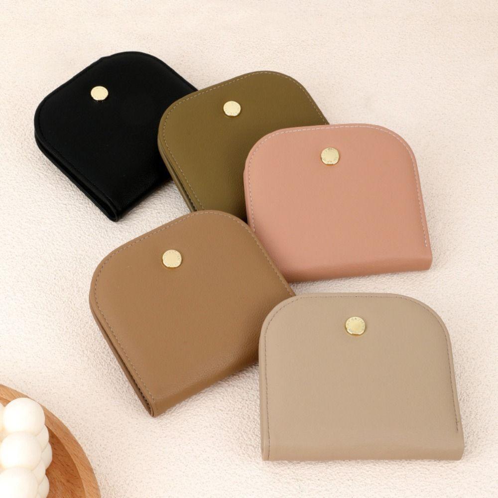 Solid Color Lady Wallet Half Round Pu Leather Purse Fashion Women's Wallet Card Bag