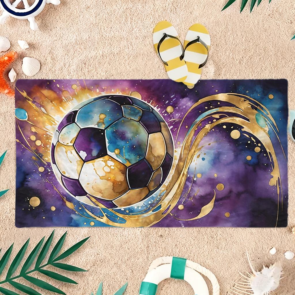 1pc Football Themed Beach Brilliant Colors Design Towel Super Absorbent Suitable for Beach Vacation Pool Summer Gift for Friends