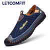 LETCOMFIT Men's Mesh Breath Light Rubber Sole Stitching Non Slip Sandals Hiking Shoes Outdoor Camping Slip On Walking Footwear