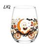 Personalized Daily Use Glassware Stemless Wine Glasses with Marine Animal Pattern, 420ml Capacity, High Borosilicate Clear Glass Cups for Party