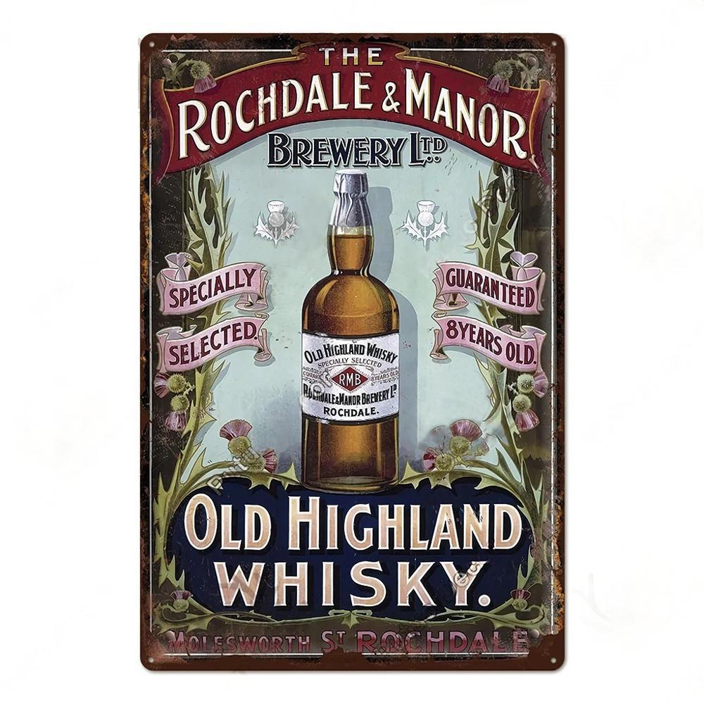 FJ Whisky Affischer Plakett Vintage Metallplåt Dekor Metallskyltar Pin Up-flicka Retro Väggdekoration för Bar Klubb Pub