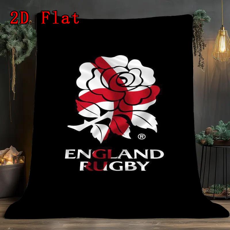 England Rugby 2D Flat Pattern Flannel Blanket High Quality All Seasons Warmth and Comfort Perfect for Christmas Gifts.
