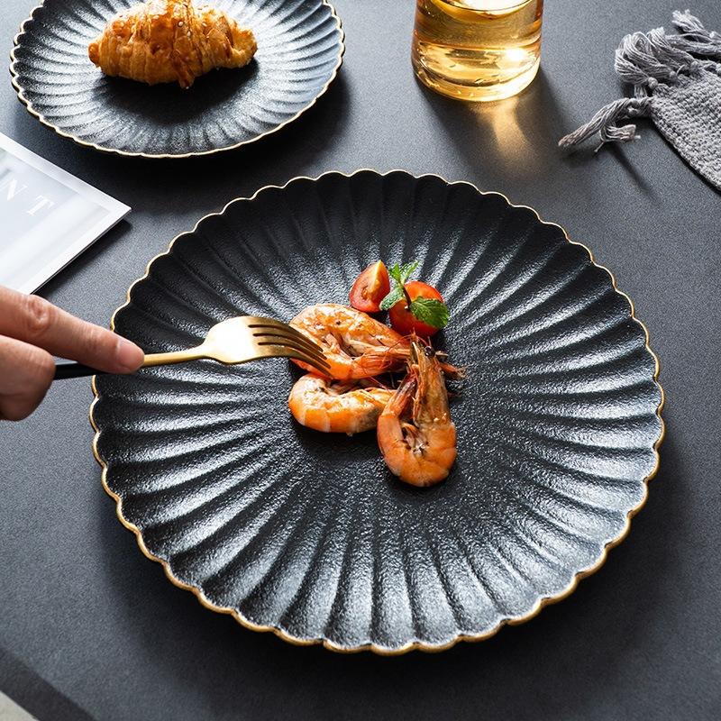 Japanese Frosted Chrysanthemum Plate Phnom Penh Hotel Ceramic Plate Creative Steak Plate Restaurant Table Ceramic Tableware