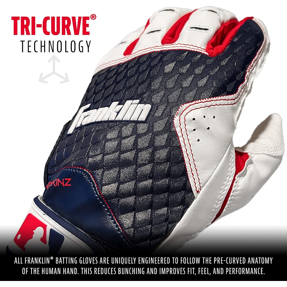 Franklin Sports 2nd-Skinz Batting Gloves Youth XS White Navy Color
