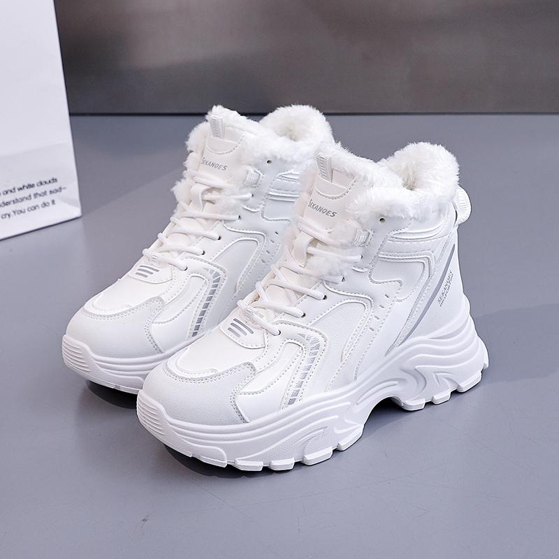 TUINANLE Winter Sneakers with Fur Shoes Woman Casual Sports Skateboard Trainers Women Comfort Warm Plush Athletic Shoes