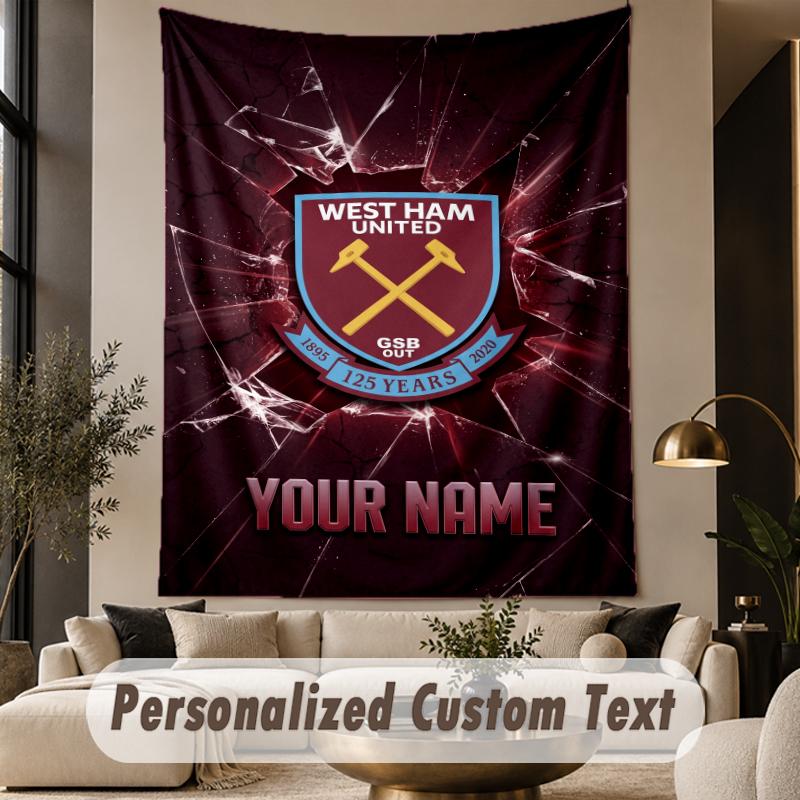 Custom Text Tapestry West Ham United FC Print Wall Tapestry Indoor Living Room Wall Decor