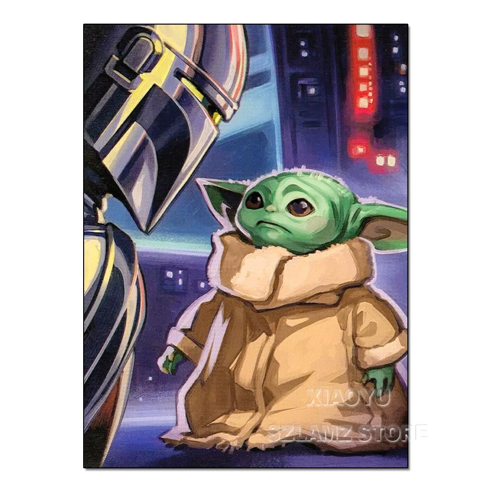 Diamond Painting Yoda Rhinestone Picture Cartoon Full Round Drill Mosaic Embroidery Mandalorian Home Decor Gift