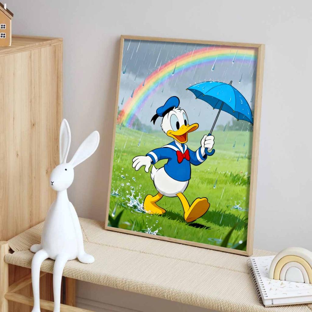 Disney Donald Duck umbrella rain rainbow 5D handmade diy diamond painting, home wall decoration