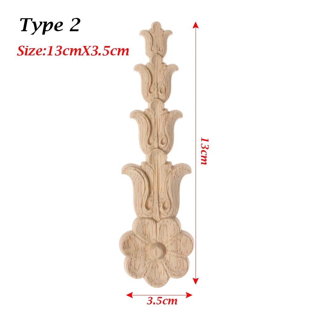 Natural Woodcarving Rose Flower Corner Appliques Wood Floral Carved Furniture Cabinet Door Unpainted Mouldings Decal Decorative