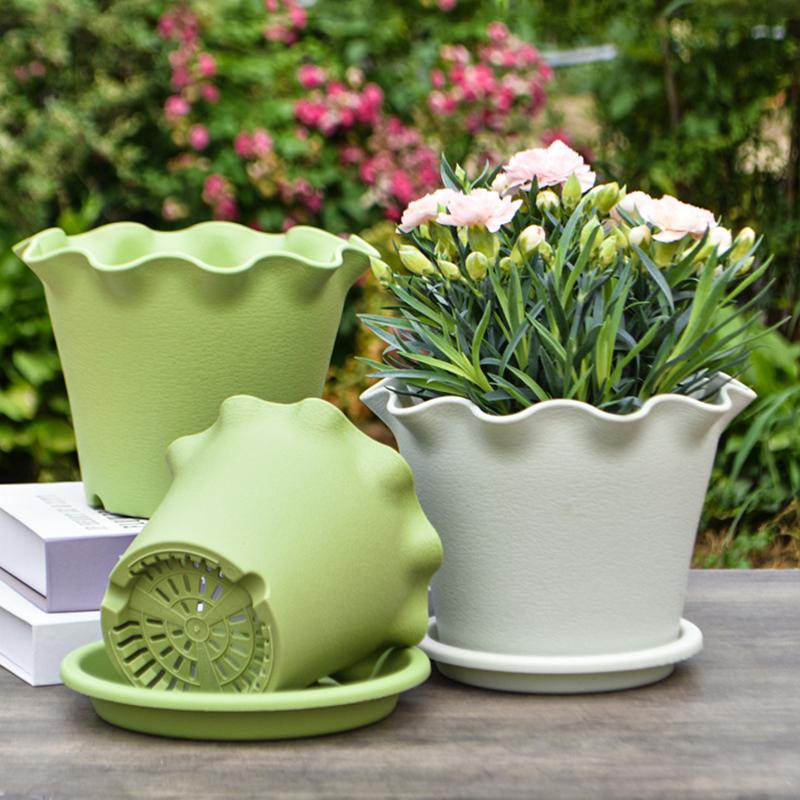 1PC Elegant Not Easily Broken Resin Living Room Lotus Leaf Edge Flowerpot DIY Durable Long-lasting Lightweight Garden