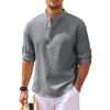 Men's Long Sleeved Stand Up Collar Plaid Casual Shirt