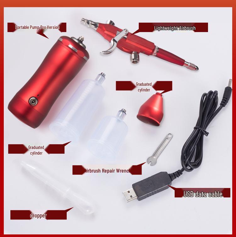 Electric Rechargeable Airbrush for Models, Makeup, Nail Art, Crafts, Hair, Cake, Furniture Repair.