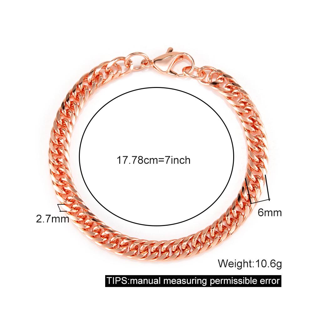

Pure Copper Bracelets for Men Women Adjustable Cuban Chain Link Lobster Clasp 6mm Wide Anti-scratch Male 7-10.5 Inch Jewelry 7inch