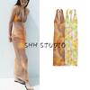 Summer New Product Women's Clothes French Print Silk Net Hanging Collar Midi Skirt Dress 8022361 3152238
