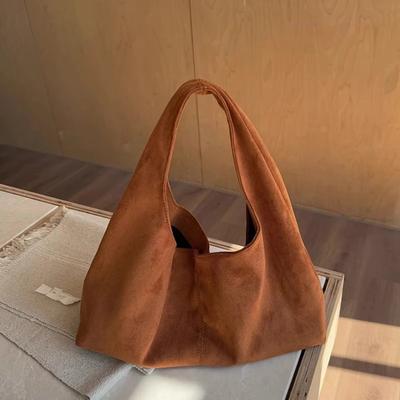 Vintage Simple Solid Color Faux Suede Women's Shoulder Bags Fall Winter Large Capacity Female Handbag Casual Ladies Tote Bag
