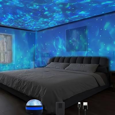 1pc Lampe Projecteur LED Étoile Galaxie, Alimentée par USB, Vague d'Ondulation d'Eau, Lampe de Nuit de Chambre à Coucher Télécommandée, Pour Fête, Cinéma Maison
