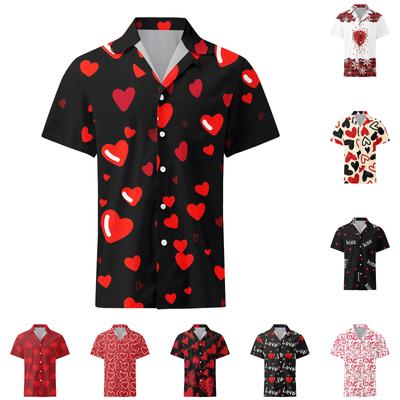 Men's Casual Printed Short Sleeved Single Breasted Lapel Shirt