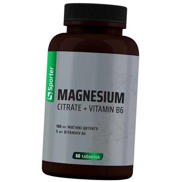 Magnesium Citrate and Vitamin B6, Magnesium Citrate + B6, Sporter  60tabs (36584010)