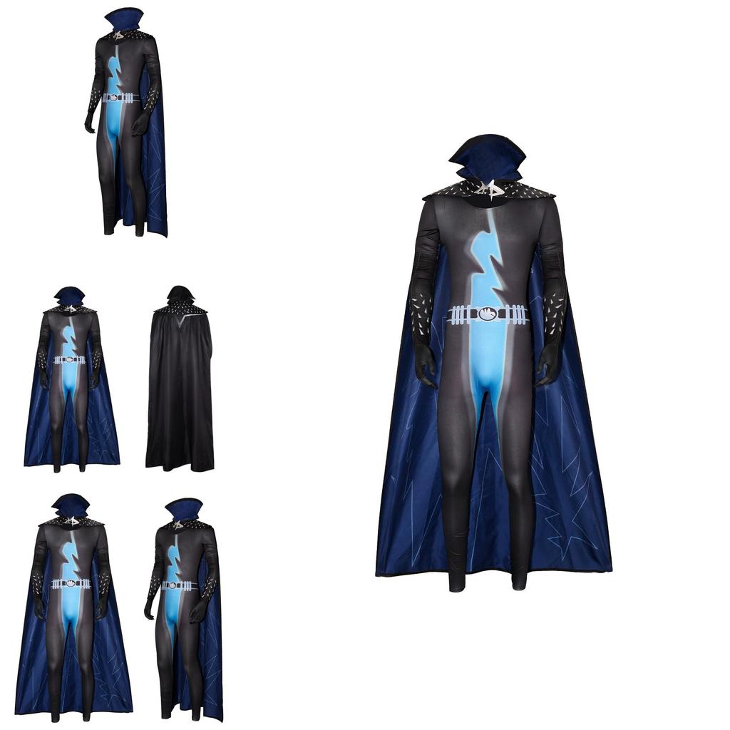 Halloween Megamind Cosplay Jumpsuit Cloak Glove Set Performance Costume For Anime Events