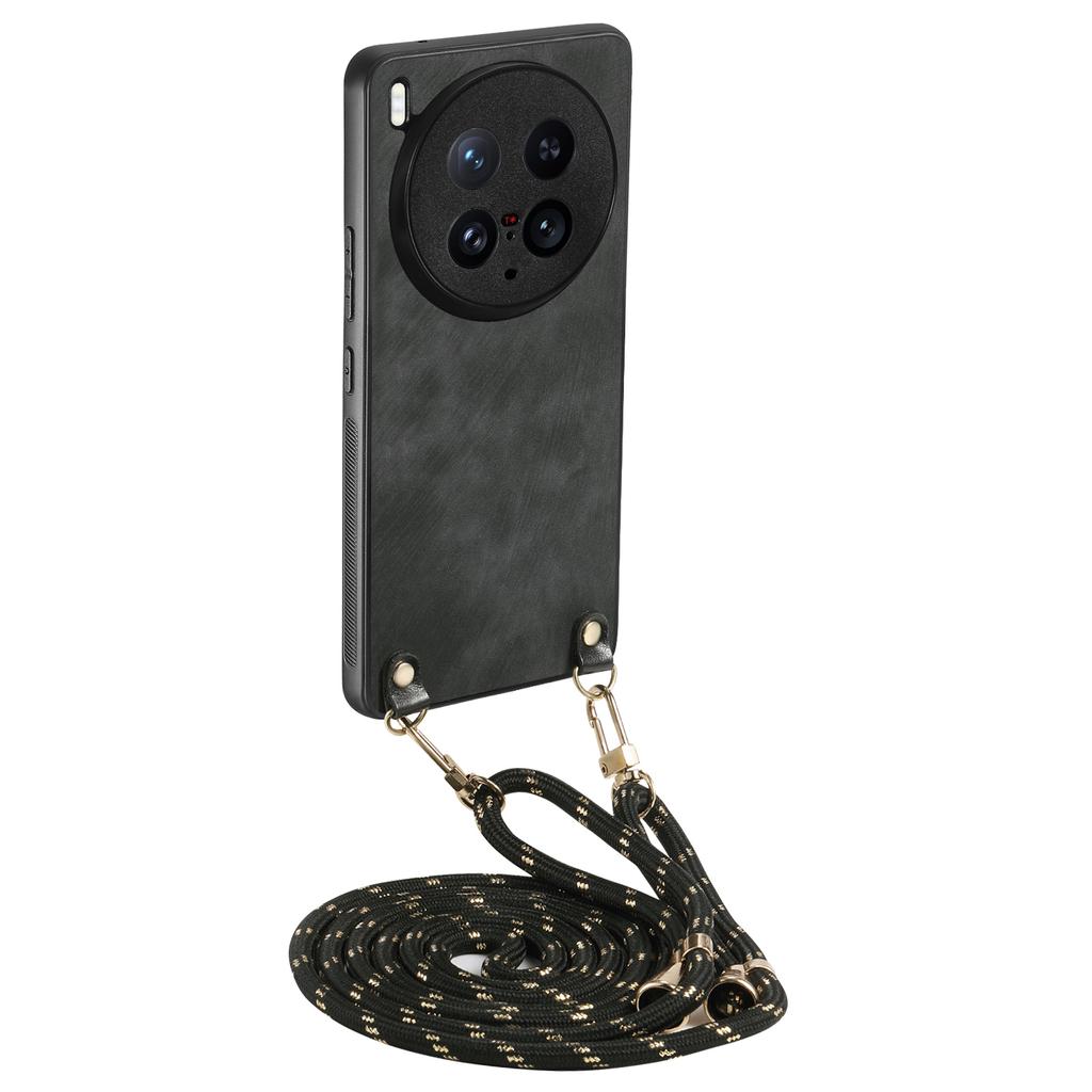 For Vivo X200 Ultra 5G Retro Leather Phone Back Cover with Adjustable Strap