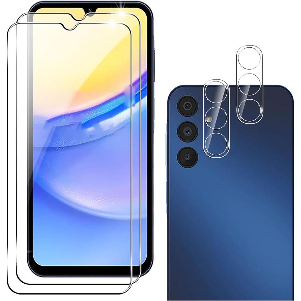 2Pcs For Samsung Galaxy A25 5G (Global) (161.0 x 76.5 x 8.3mm) Tempered Glass Film with Camera Lens Protectors