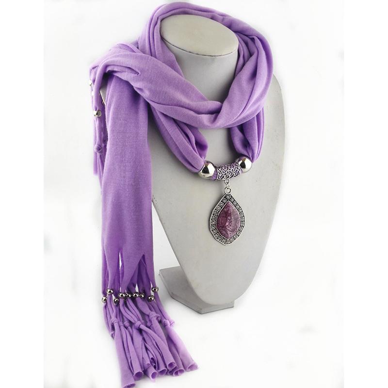 Jewelry Scarf Metal Diamond Jade Pendant Women Shawl Scarf