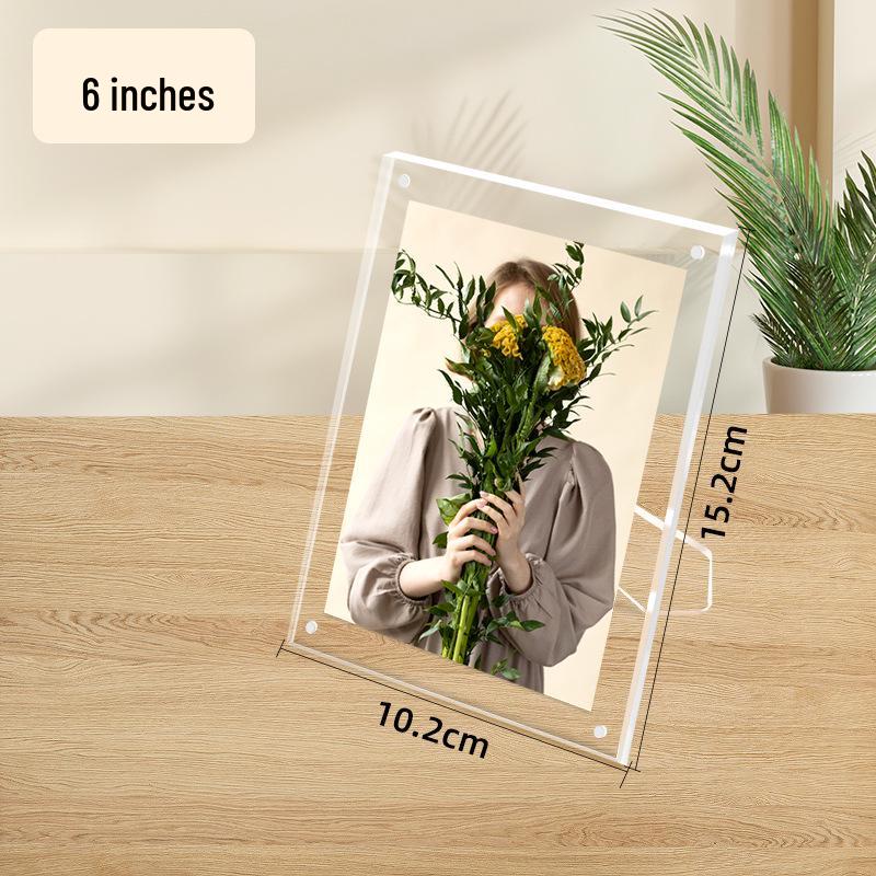 

Transparent Acrylic Magnetic Photo Frame 7-8 Inch | Creative Desk Picture Display Same inner frame