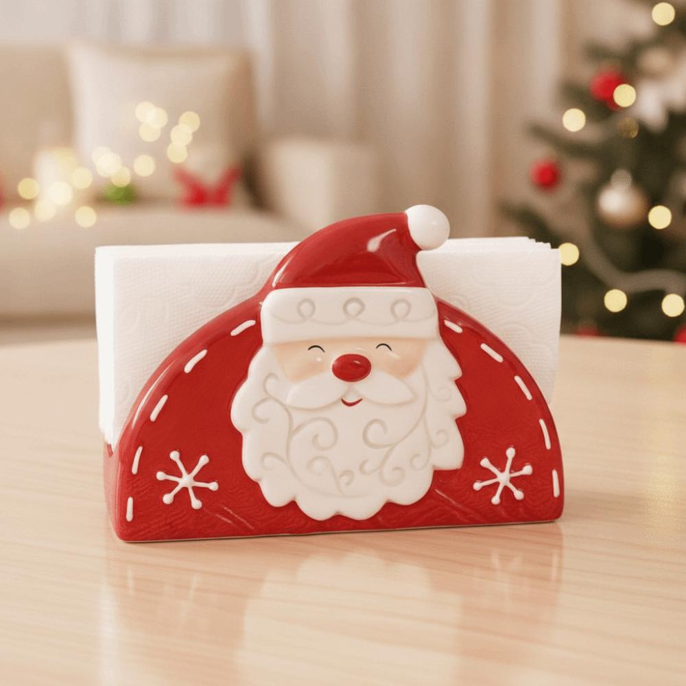 Creative Ceramic Napkin Holder Reusable Paper Stand Christmas Santa Tissue Box Christmas Dining