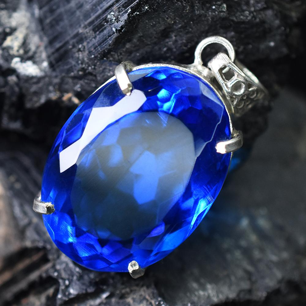 Natural Blue Topaz Pendant Oval Cut 93.40 Ct Unique Pendant Gemstone Certified My-pd-129-k