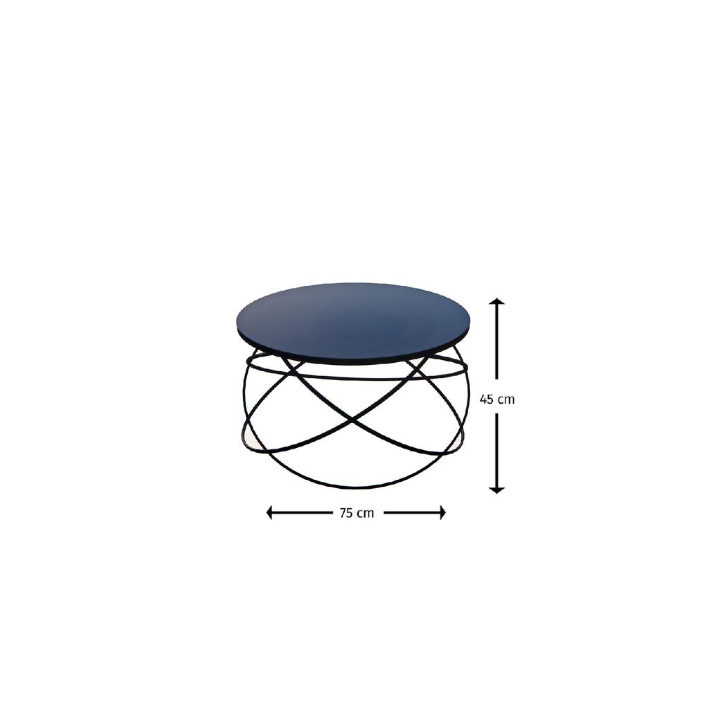 Planet Coffee Table Black Leg, White Glass