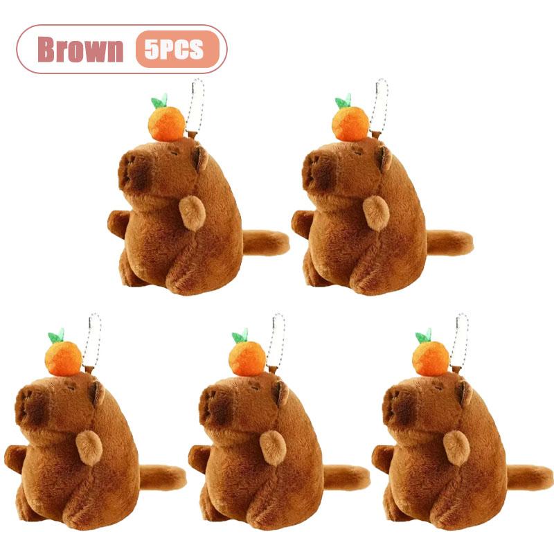 1-10 Pièces Porte-clés Peluche Capybara Dessin Animé Pendentif Jouet Pendentif Sac à Dos Mignon Décor Bureau Voiture Cadeau d'Anniversaire