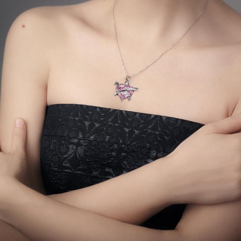 Elegant Bridal Jewelry Set Heart Necklace Drop Earrings Pendant Earrings Heart Rings Party Jewelry Suitable for Wedding