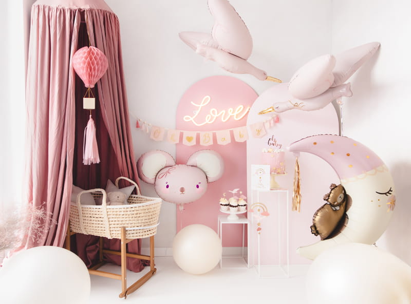 Partydeco Baner Oh Baby Z Fredzlami 2 5 M Jasny Rozowy