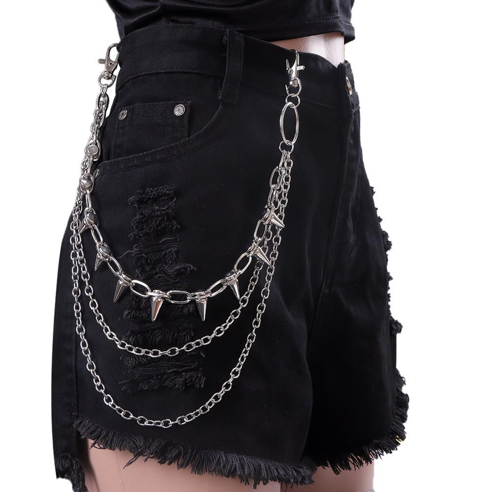 Chaîne de taille multicouche Hip Hop Punk Métal Rivet Bijou pour Performance Scénique
